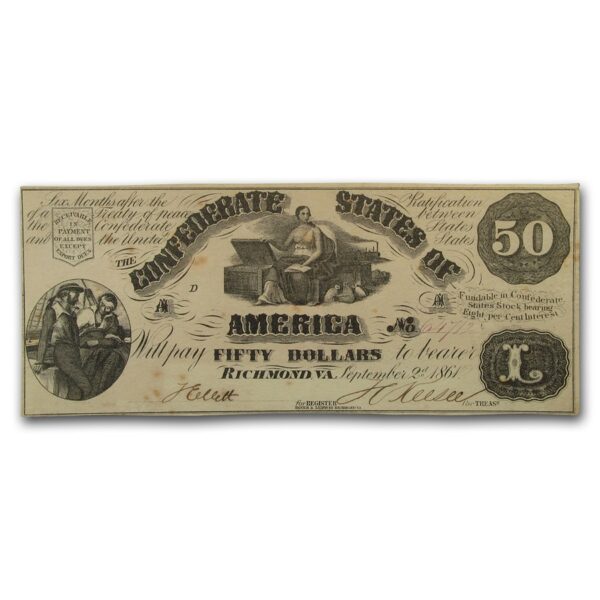 1861 $50 (T-14) Moneta & Treasure Chests EF