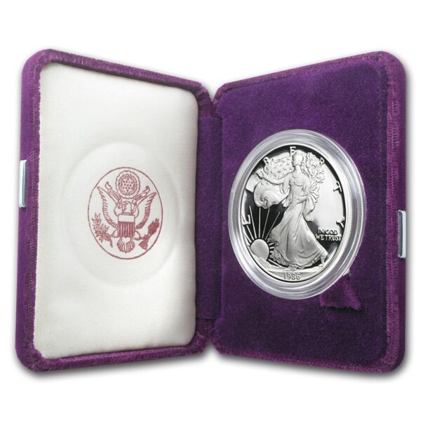 1986-W 1 oz Proof American Silver Eagle (w/Box & COA)