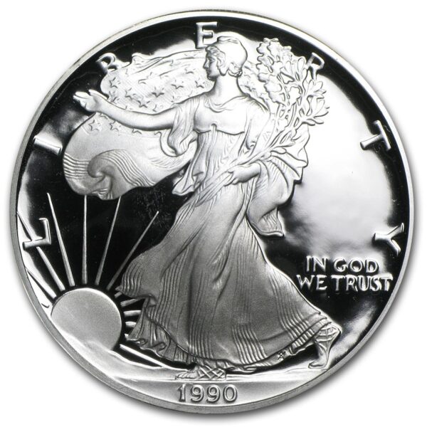1990-S 1 oz Proof American Silver Eagle (w/Box & COA)