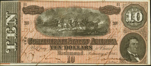 February 17th, 1864 Richmond $10 Confederate Bill