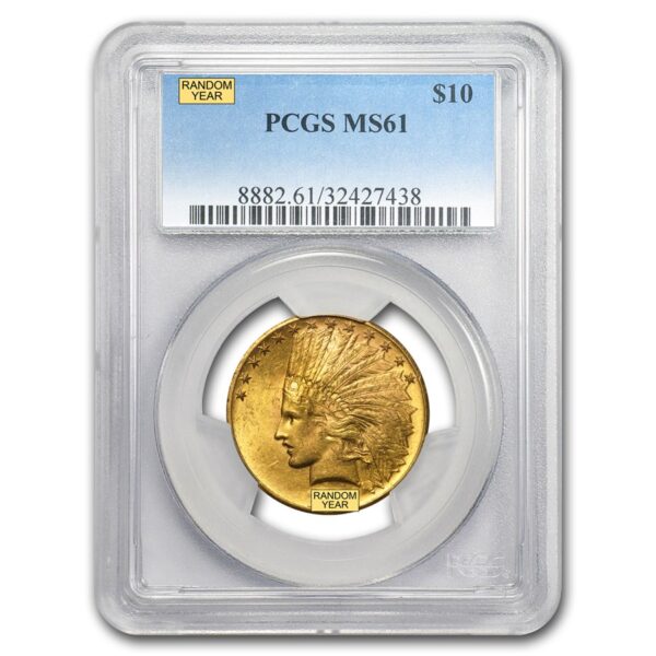 $10 Indian Head Gold Eagle Coin MS-61 PCGS
