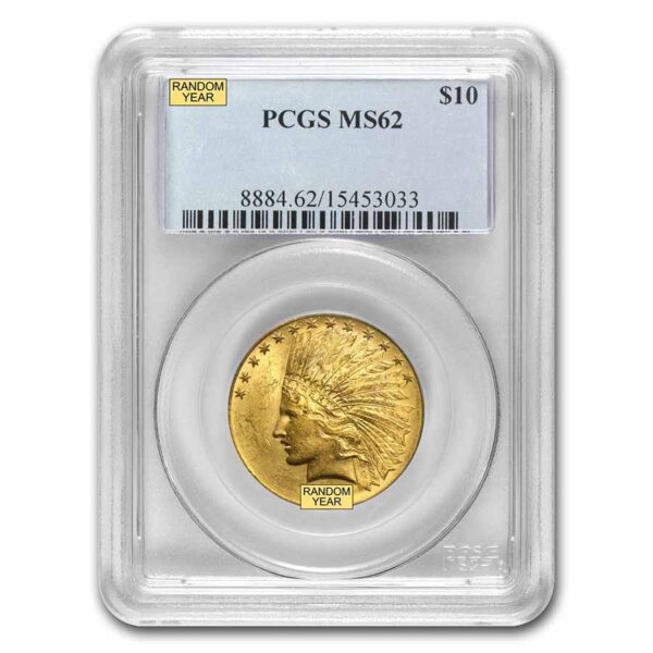 $10 Indian Head Gold Eagle Coin MS-62 PCGS