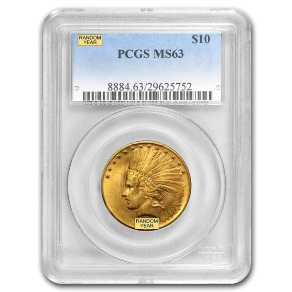 $10 Indian Head Gold Eagle Coin MS-63 PCGS