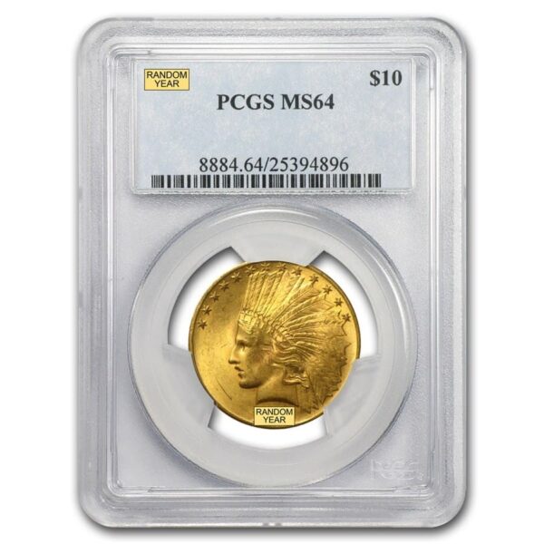 $10 Indian Head Gold Eagle Coin MS-64 PCGS