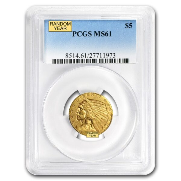 $5 Indian Head Gold Half Eagle MS-61 PCGS