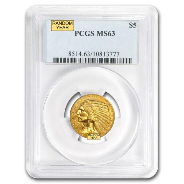 $5 Indian Head Gold Half Eagle MS-63 PCGS