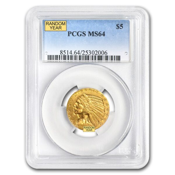 $5 Indian Head Gold Half Eagle MS-64 PCGS