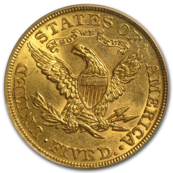 $5 Liberty Gold Half Eagle MS-61 PCGS - Image 3