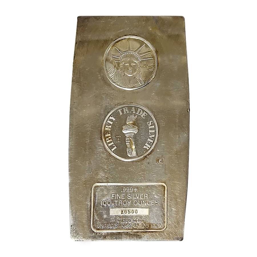1986 100 oz Engelhard MTB Silver Vintage Bar .999+ Fine (Liberty Trade Silver, Liberty Head logo) - Image 2